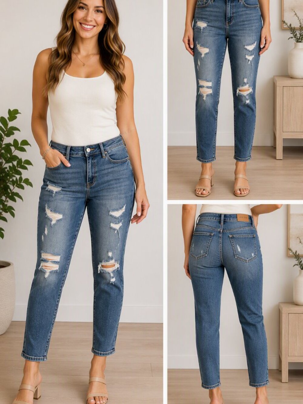 Judy Blue Distressed Boyfriend Jeans Size 29/8 Style JB88404LT